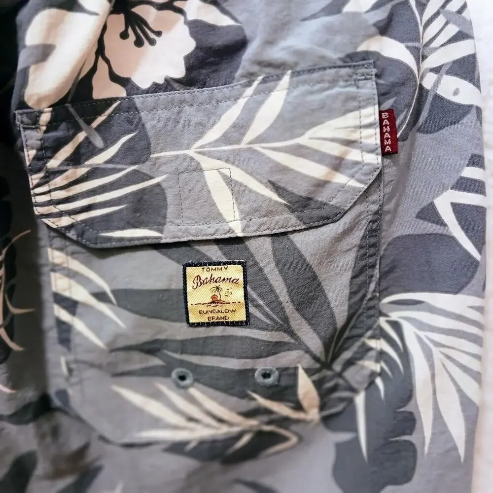 Tommy Bahama SWIM TRUNKS Sz XXL GRAY Tropical Floral Mesh Pockets Travel Hot Tub